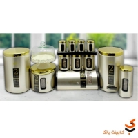 سرویس آشپزخانه 15 پارچه جلو پنجره دار استیل بژ